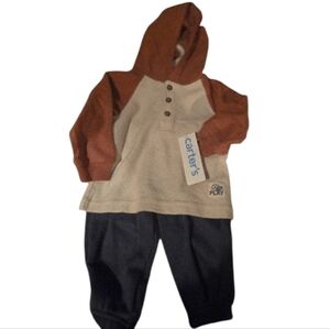 Carter's Beige & Dark Blue Pant Outfit-2 Piece. Size 6mos NWT